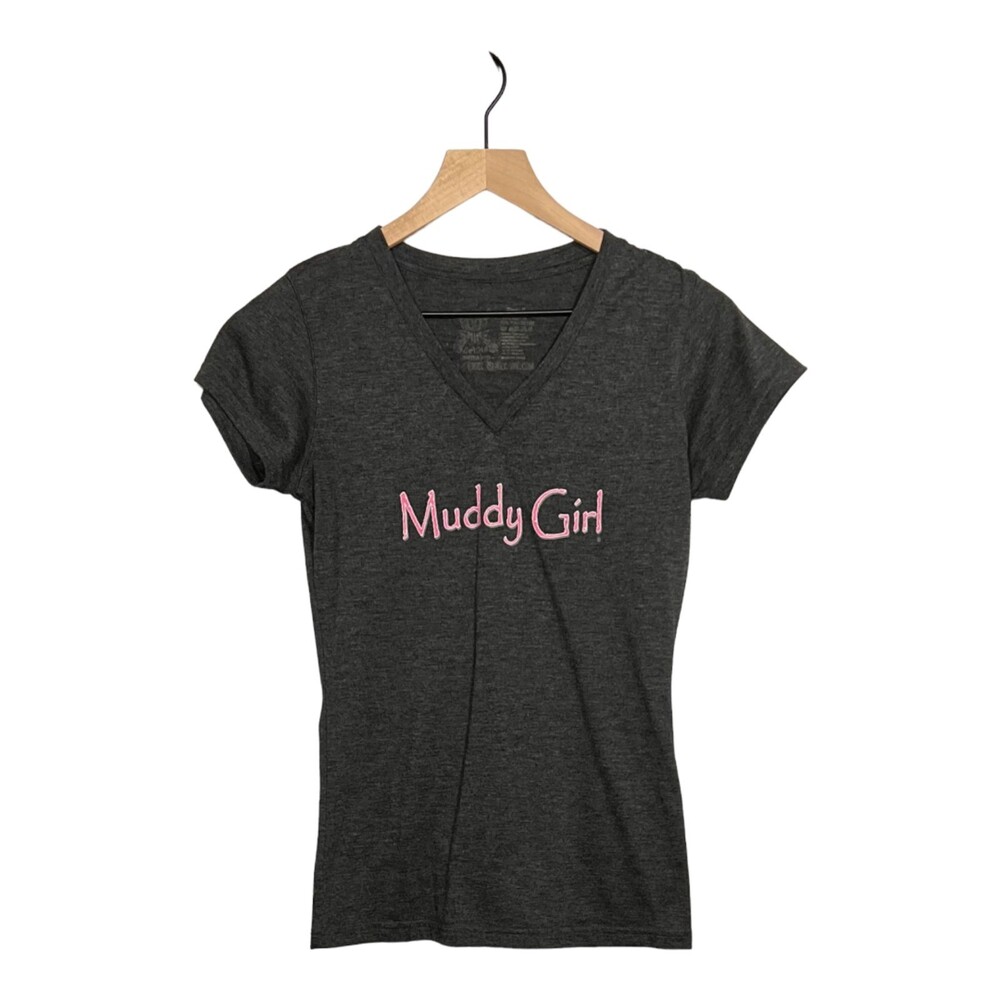 Moonshine Attire Muddy Girl Grey Camo T-Shirt Tee Top Shirt Gray Size Small